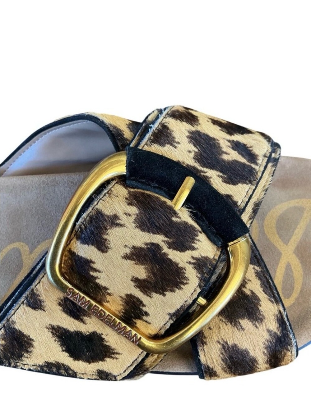 Darla Gold Buckle Leopard Slides 9.5 - Picture 3 of 7